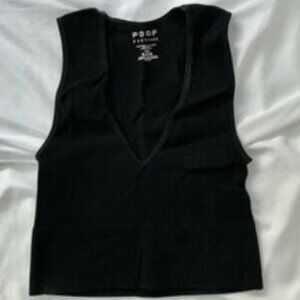 Brand New Women's Poof New York Black Ribbed Low Cut Tank Top